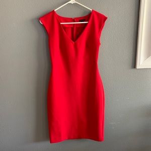 Ann Taylor Dark Red V-neck sleeveless Dress